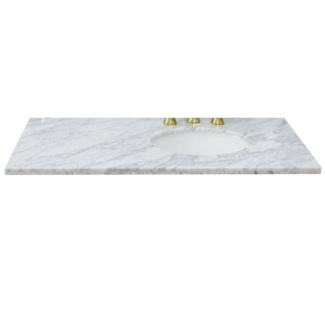 43'' Marble Single Bathroom Vanity Top in White with Sink