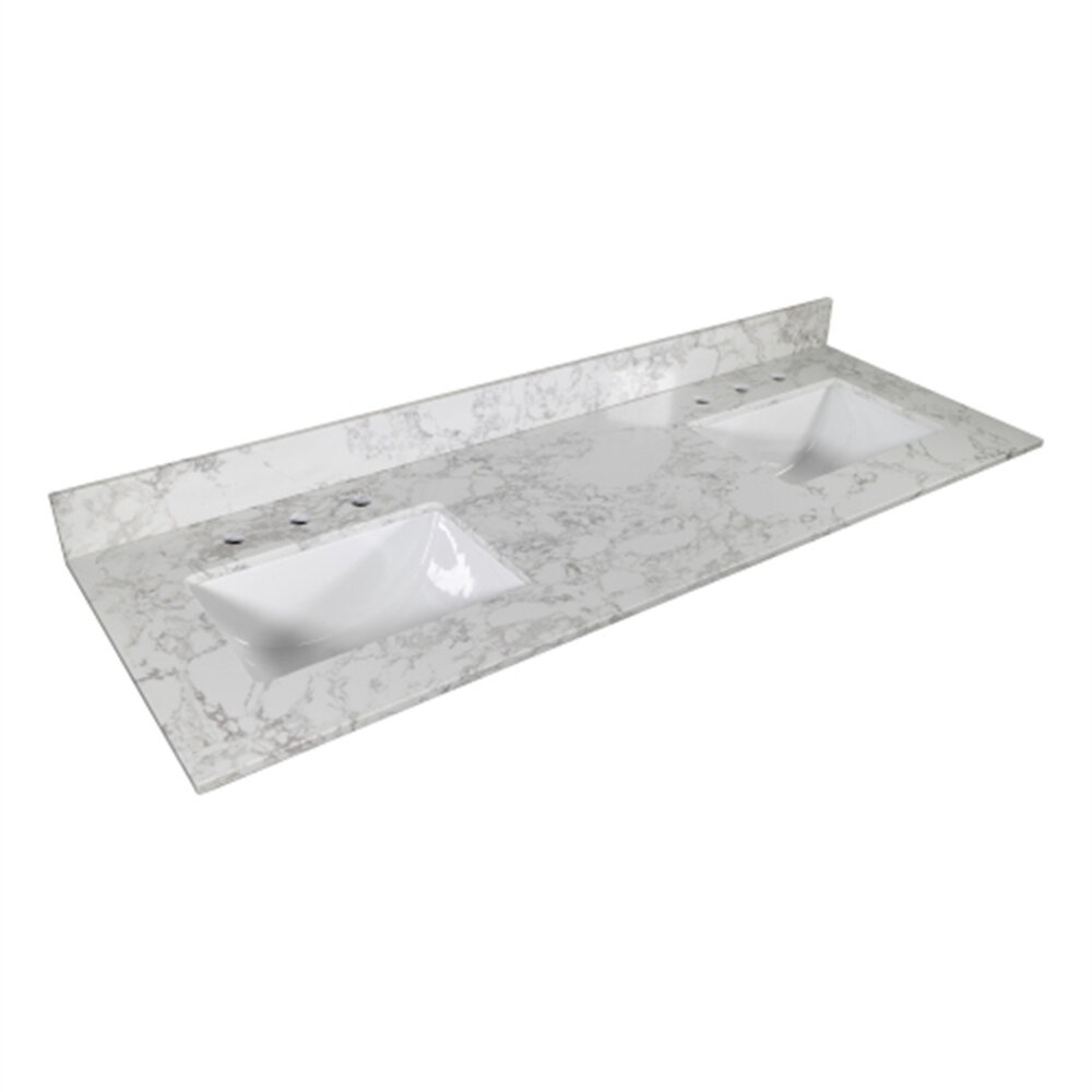 43'' Stone Single Bathroom Vanity Top in Marble with Sink