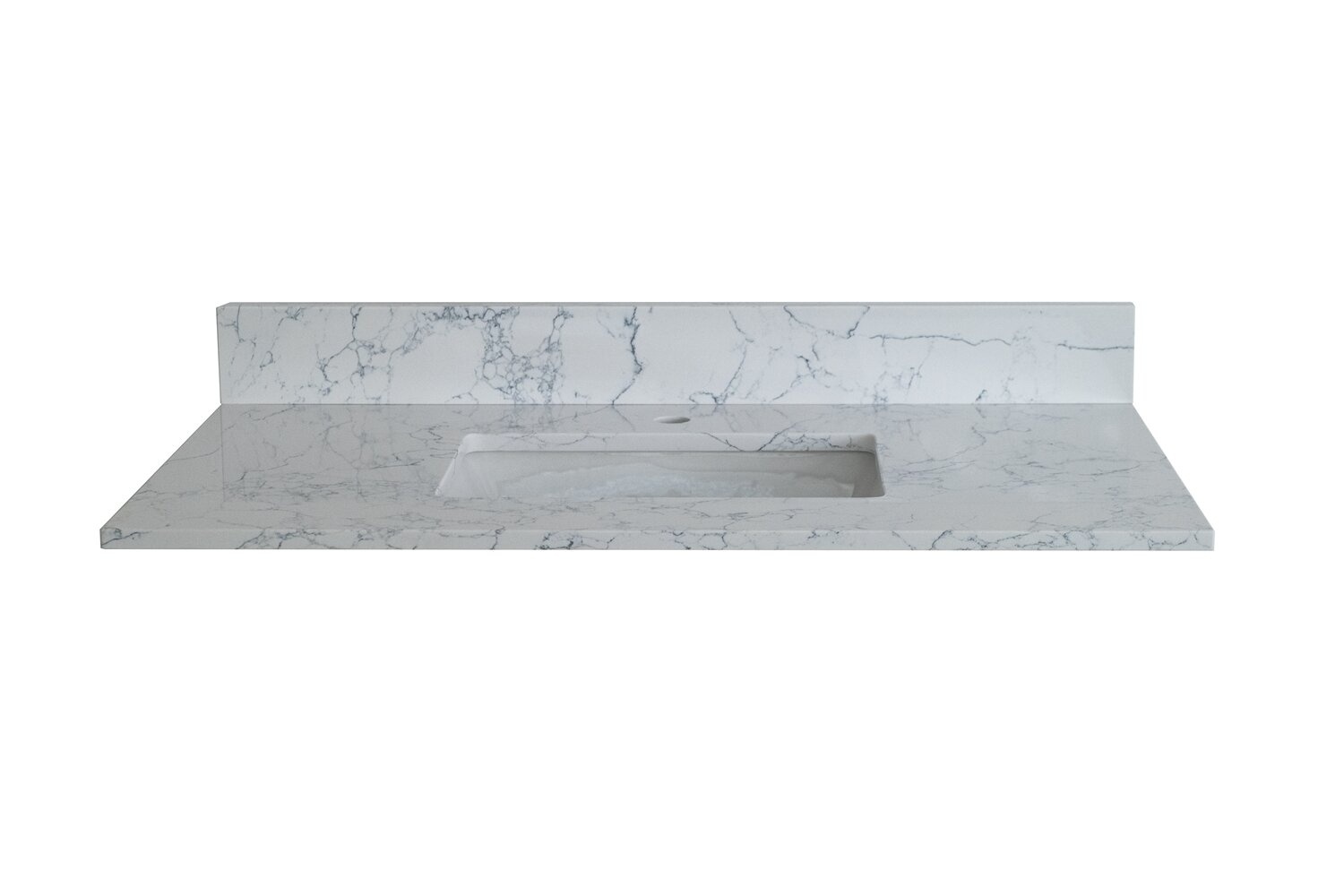 43'' Stone Single Bathroom Vanity Top in White with Sink
