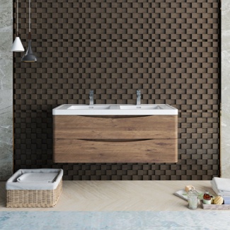 47.3'' Wall Mounted Double Bathroom Vanity with Plastic Vanity Top
