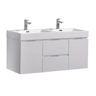 48'' Wall Mounted Double Bathroom Vanity with Plastic Vanity Top