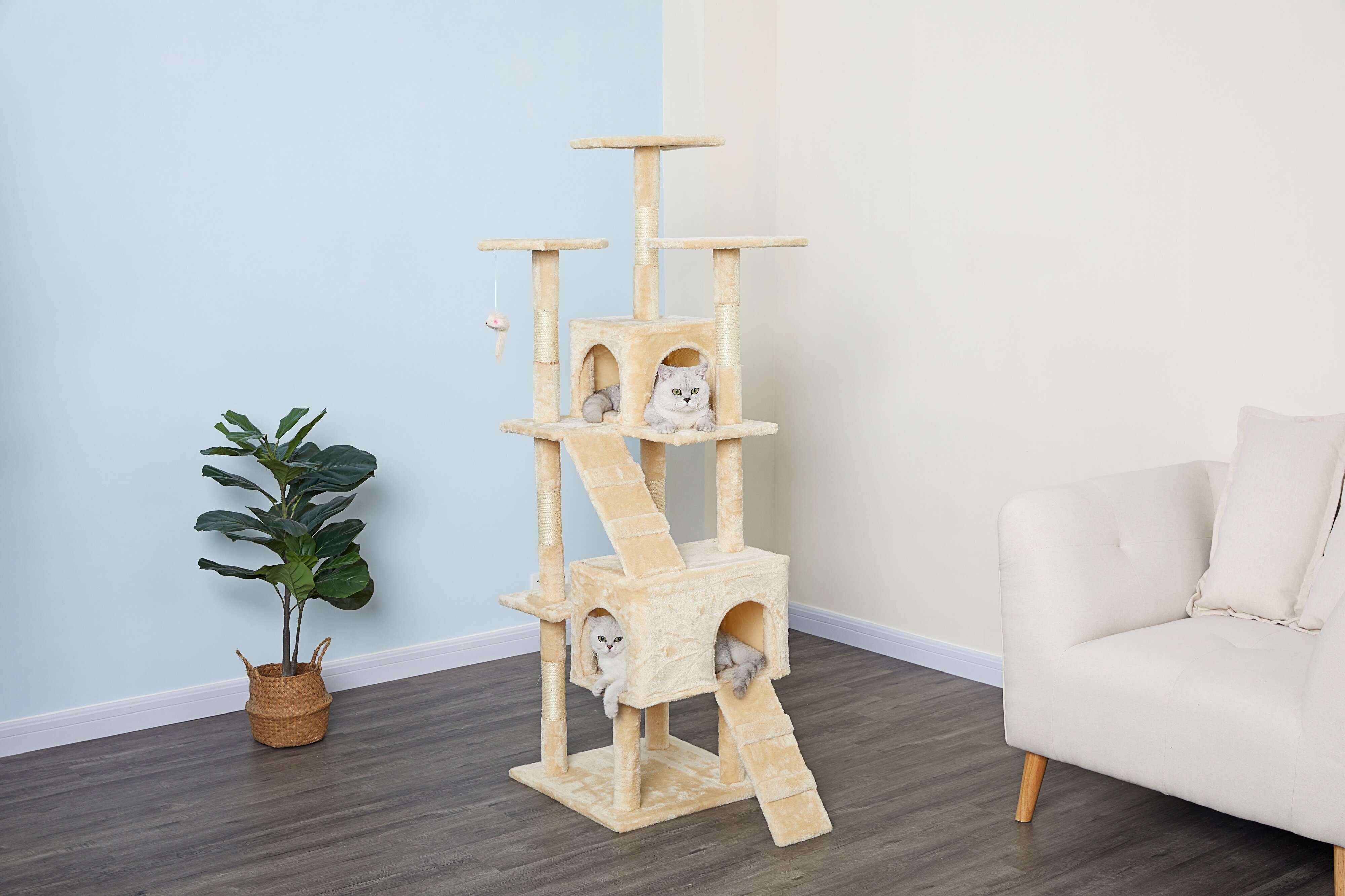 63" Economical Cat Tree With Sisal Scratching Posts