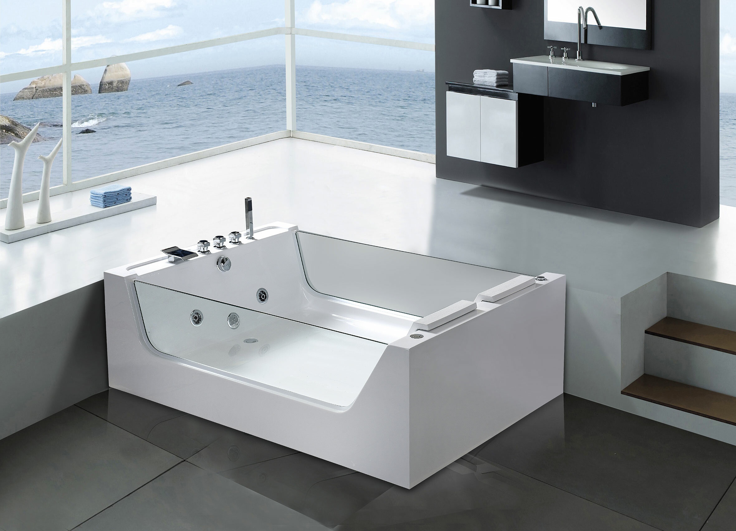 67" x 47" Freestanding Whirlpool Bathtub