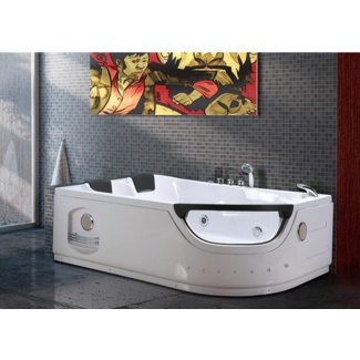 72" x 48" Corner Combination Fiberglass Bathtub with Faucet and Light