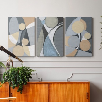 A Soft Jeweled Geometric II - 3 Piece Wrapped Canvas Print