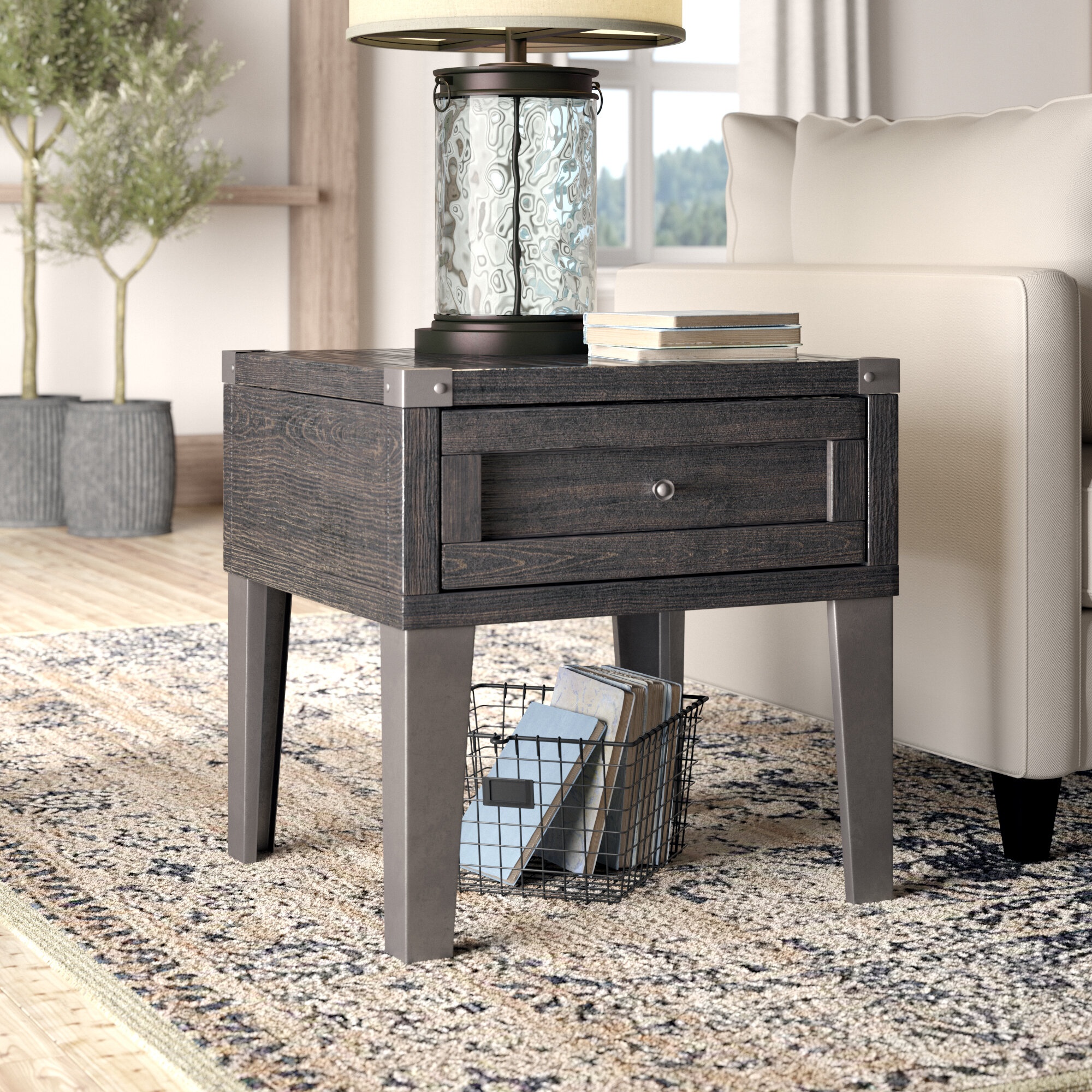 Aadil 24'' Tall End Table with Storage and Built-In Outlets