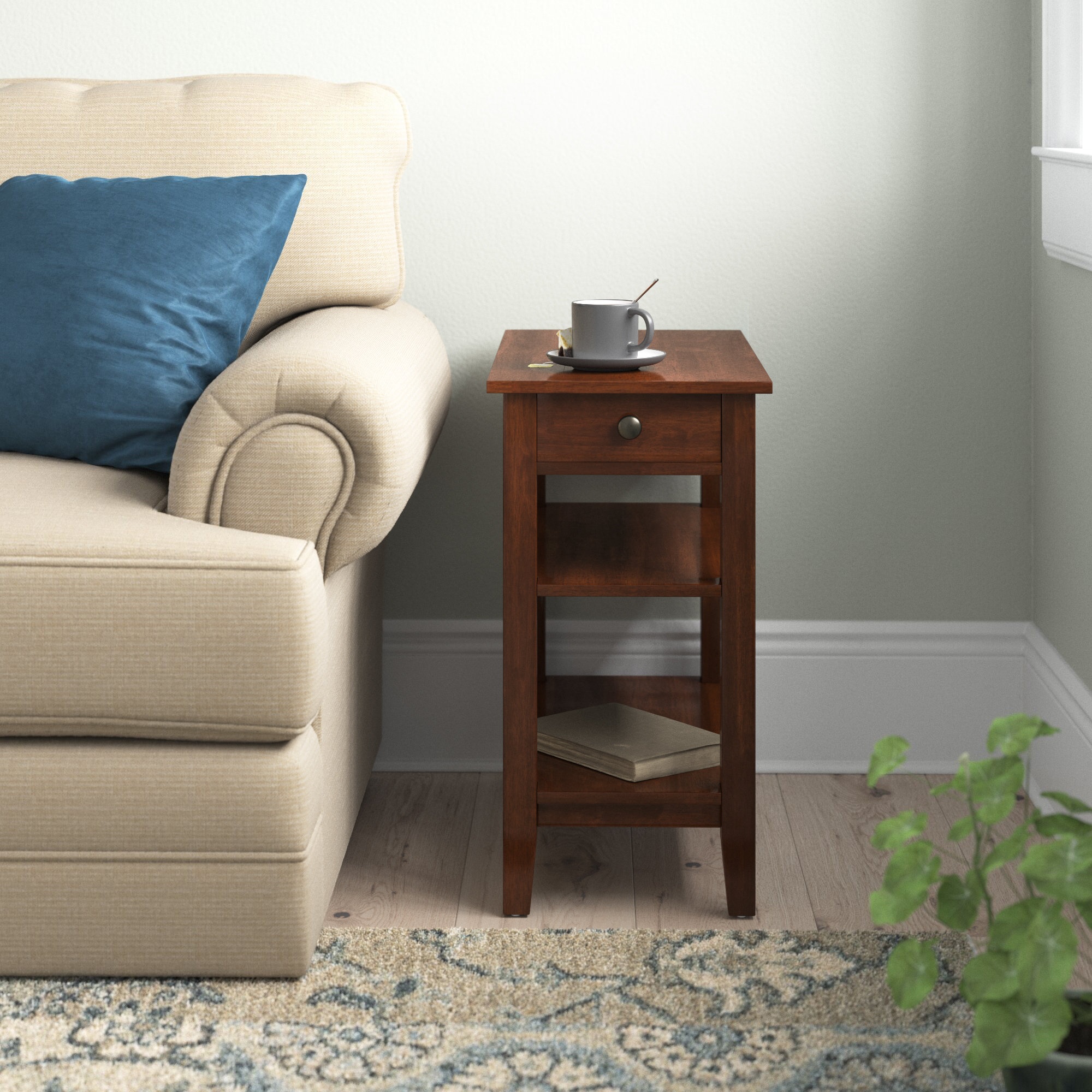 Aamya 24'' Tall End Table with 1 Drawer and Built in Outlets