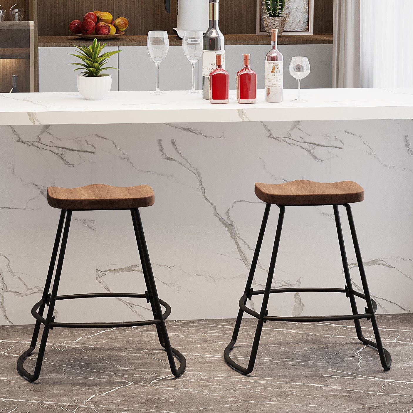 Hull low cheap back counter stool