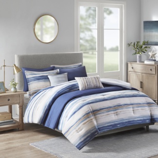Adam 8 Piece Printed Seersucker Comforter and Coverlet Set Collection