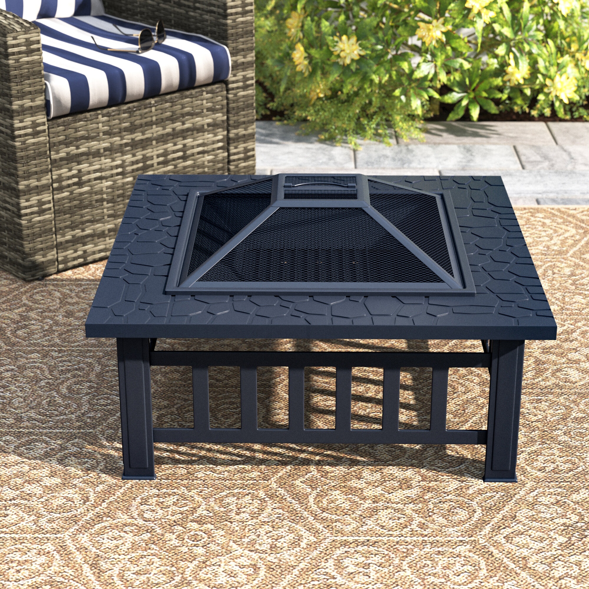 Adelyn 18'' H x 32'' W Steel Wood Burning Outdoor Fire Pit Table