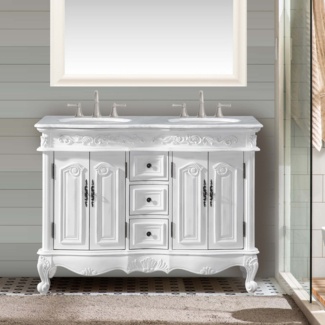 Adonai 48'' Free-standing Double Bathroom Vanity with Stone Vanity Top