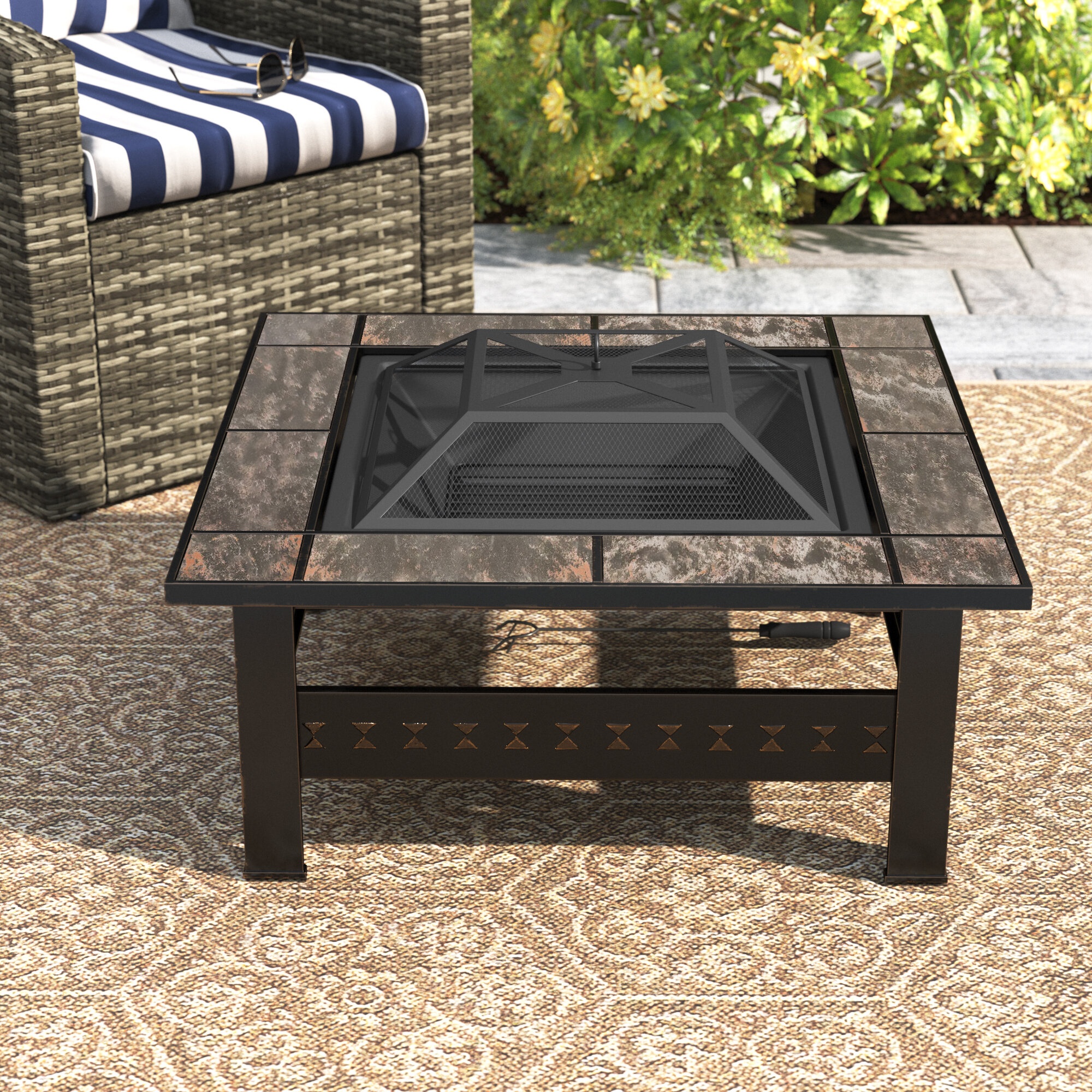 Adonis 18'' H x 32'' W Steel Wood Burning Outdoor Fire Pit Table