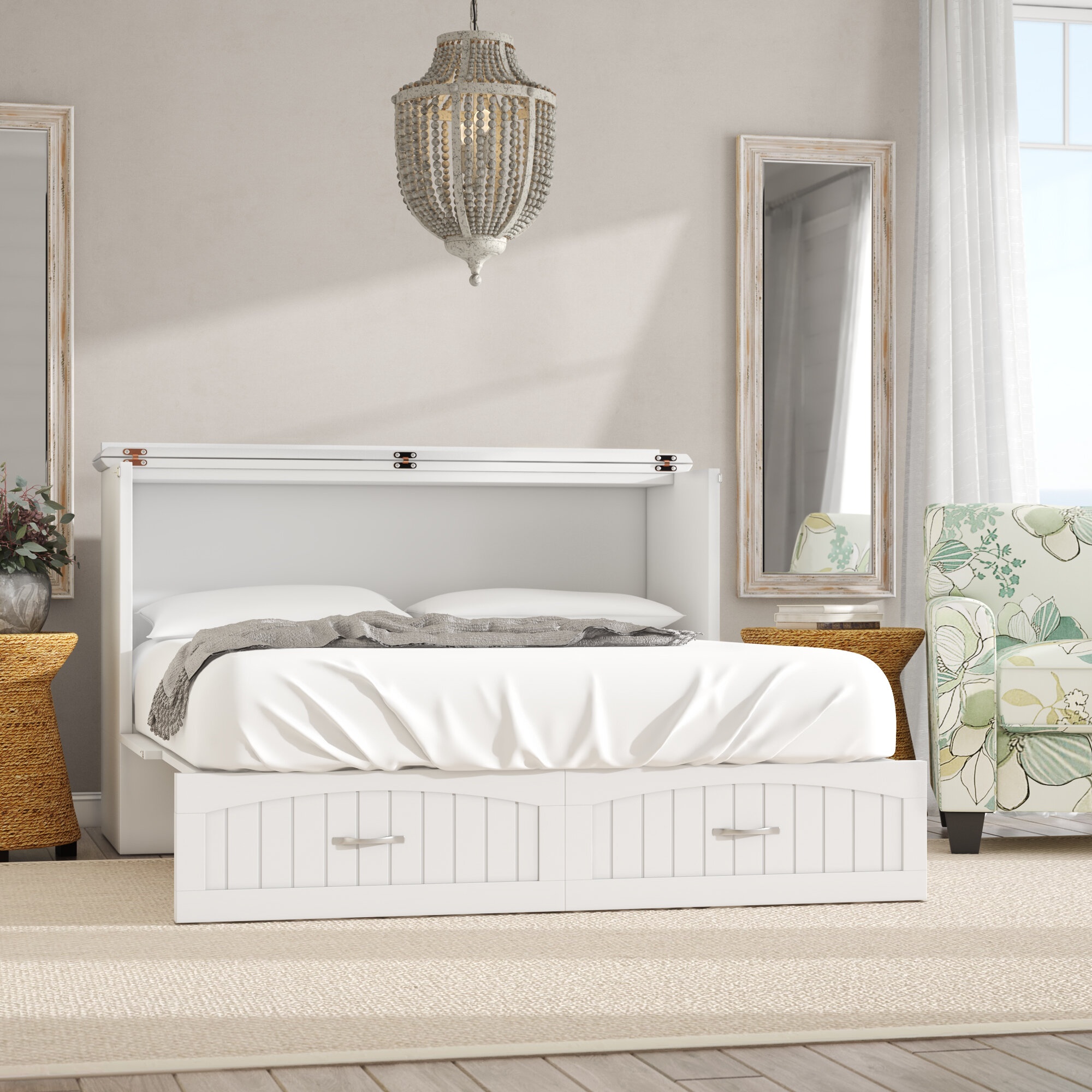 Greeson queen storage murphy outlet bed with mattress