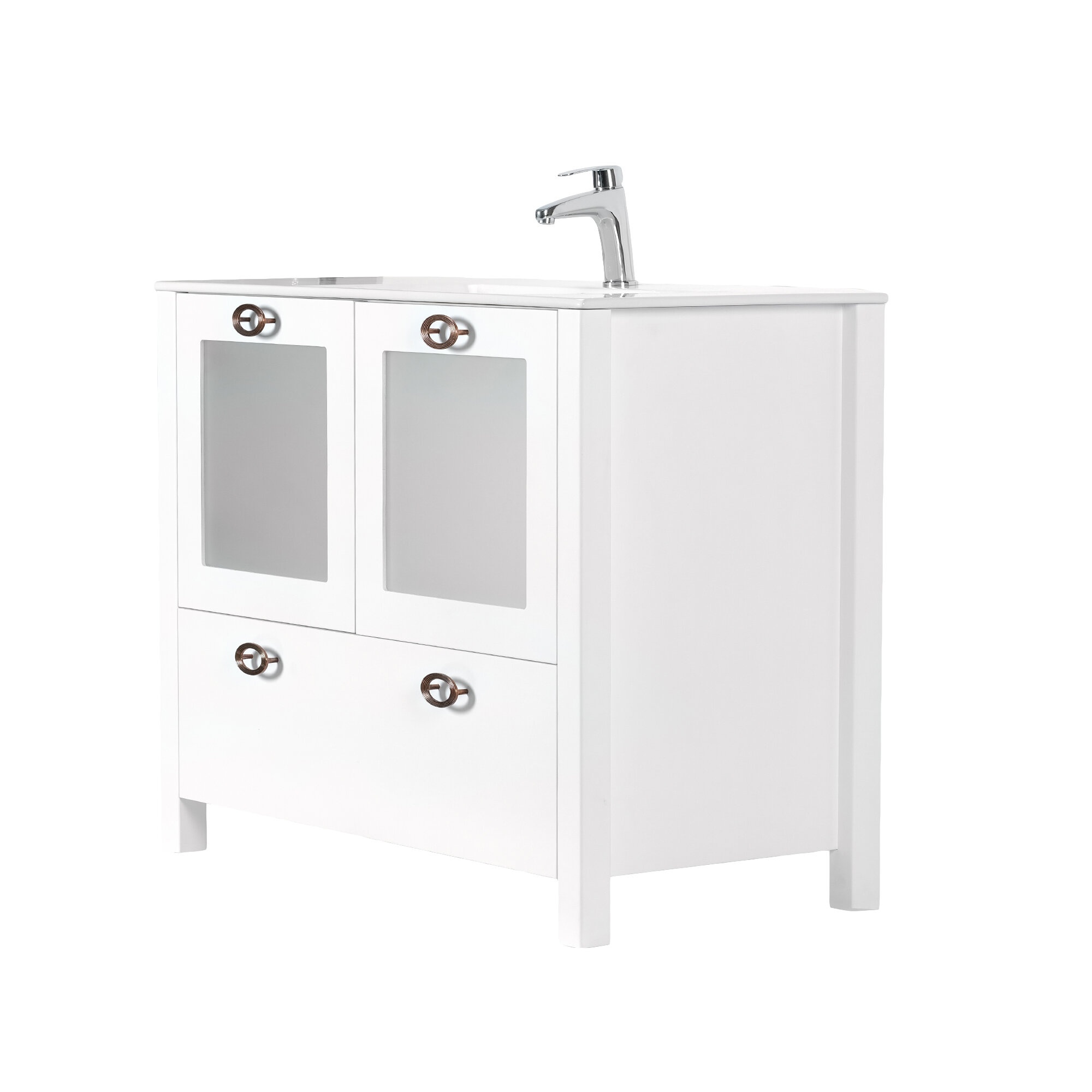 Aherin 40'' Free-standing Single Bathroom Vanity with Ceramic Vanity Top