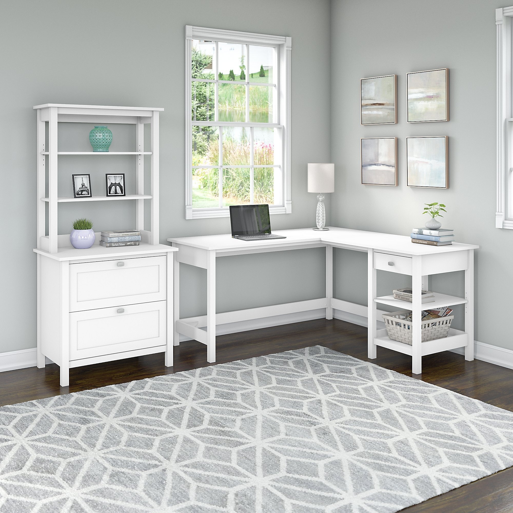 Akir 3 Piece L-Shape Computer Desk Office Set with Hutch