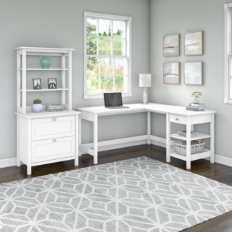 Akir 3 Piece L-Shape Computer Desk Office Set with Hutch