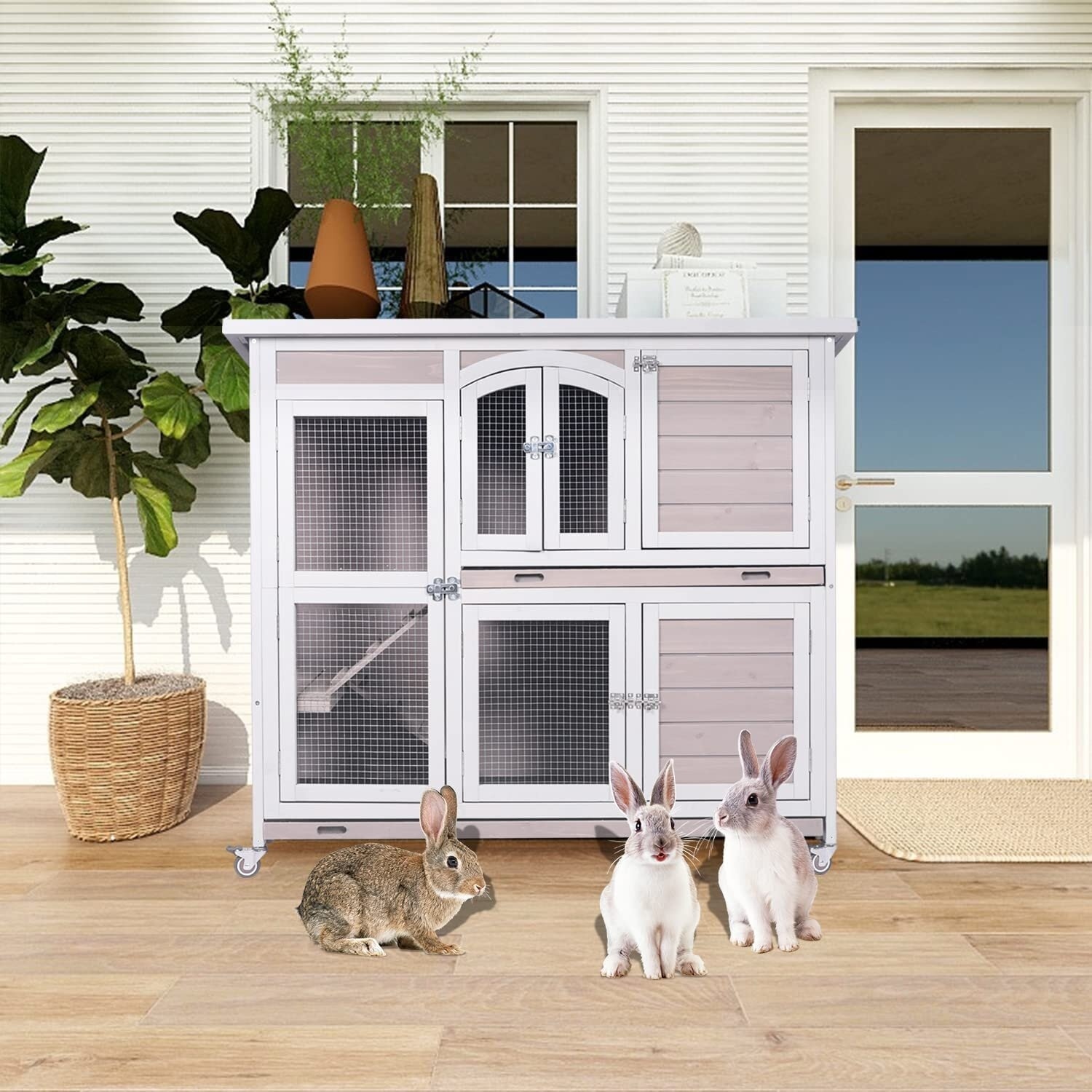 Lifeand Deluxe Multi-Level Rabbit Hutch With Weatherproof, 49% OFF