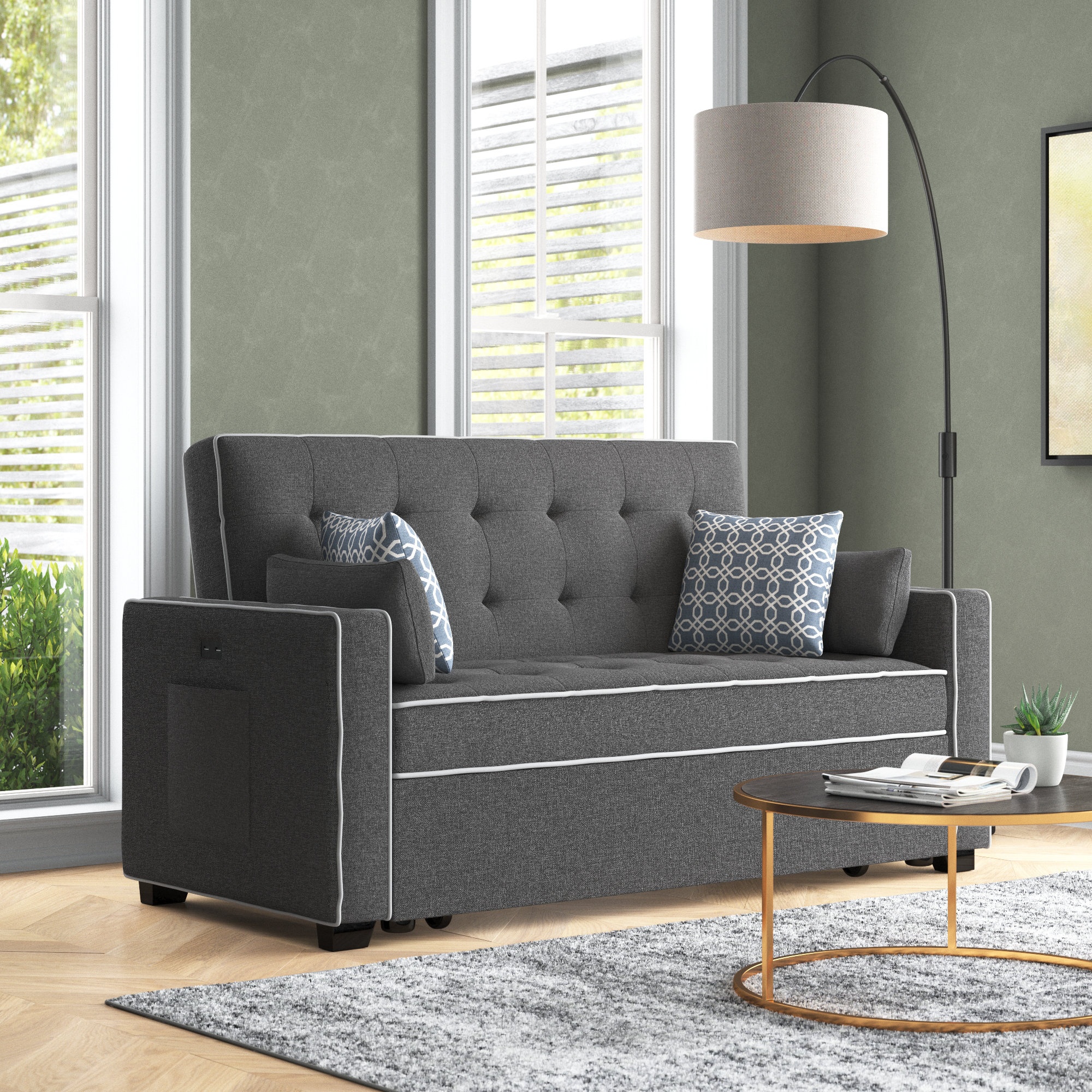 Aliyah-May 75'' Upholstered Sleeper Sofa