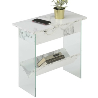 Allegonda 23.75'' Tall Sled End Table and Built-In Outlets