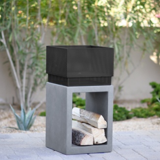 Allyiah 28.38'' H x 13.75'' W Magnesium Oxide Wood Burning Outdoor Fire Column