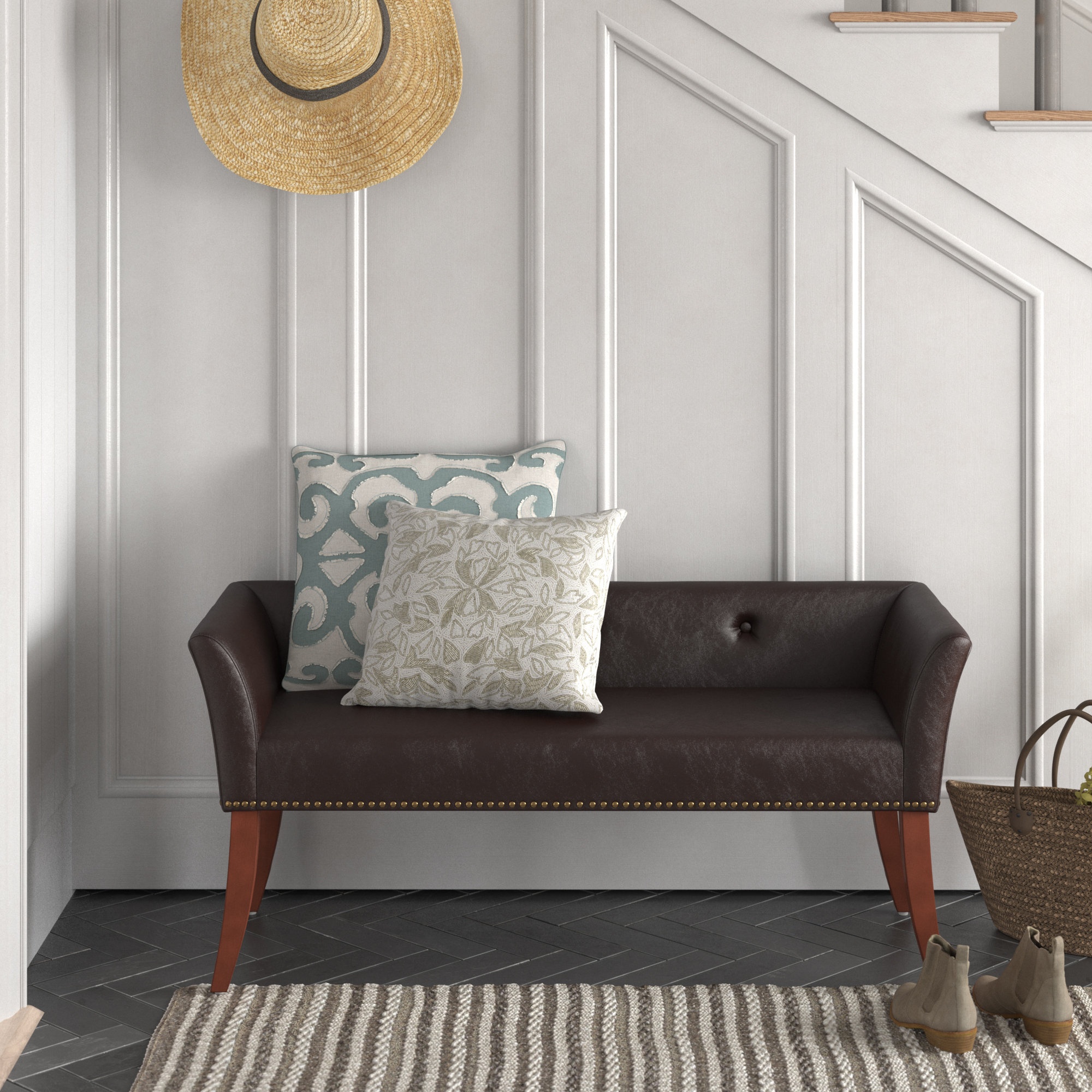 Alyxandria Faux Leather Upholstered Bench