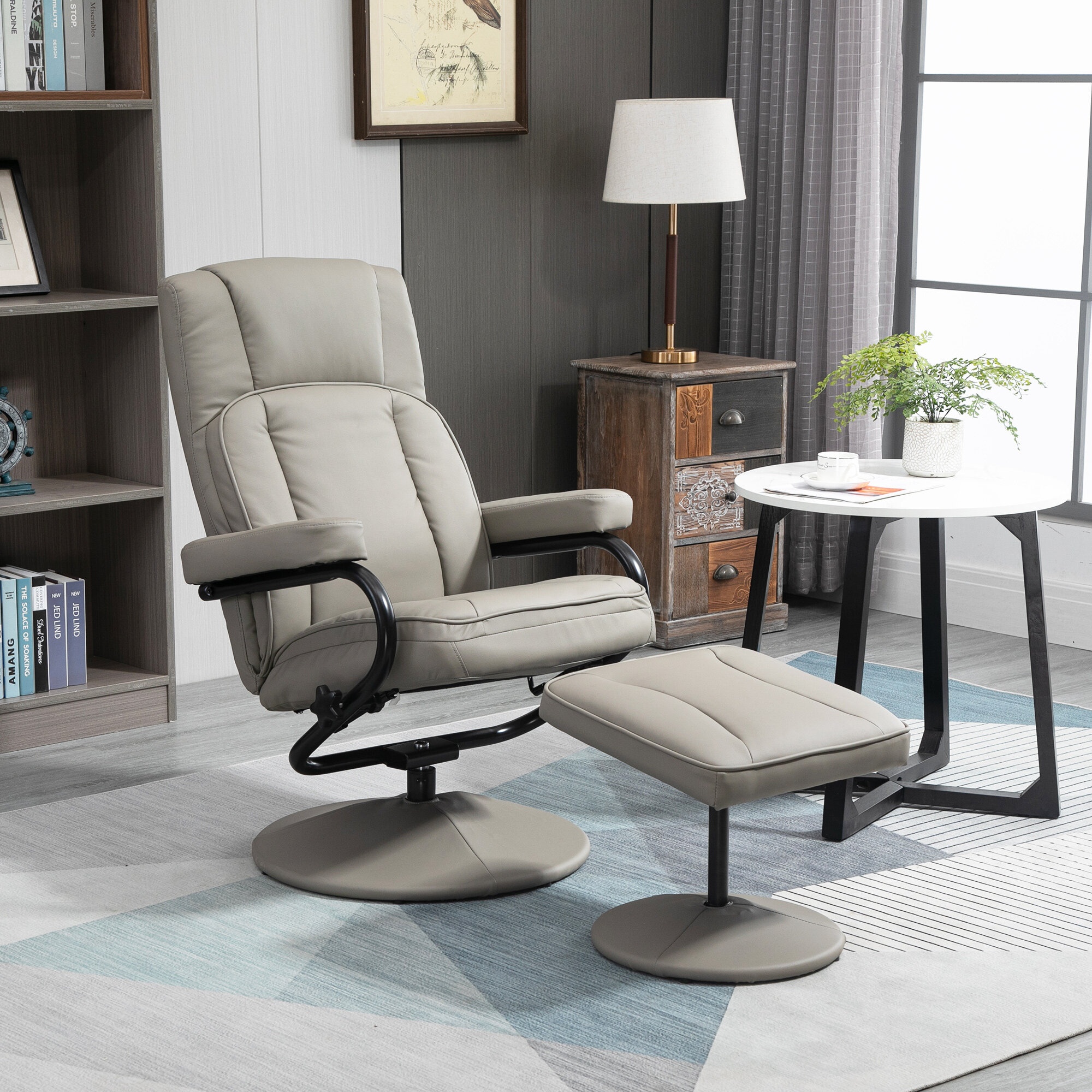 Amala leather deals reclining swivel chair