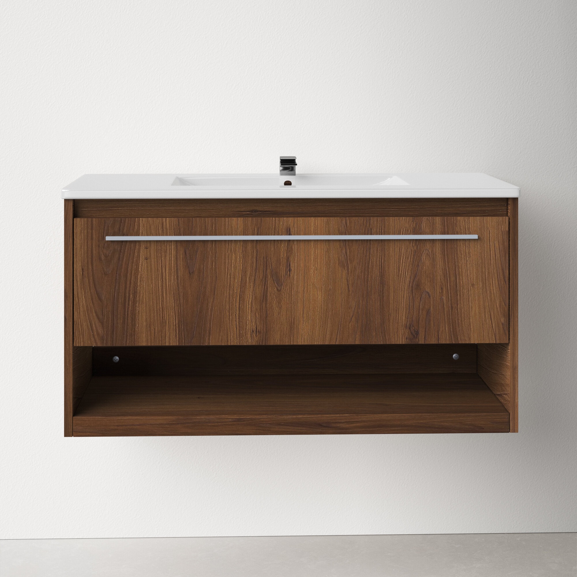 Andover 40'' Wall Mounted Single Bathroom Vanity with Resin Vanity Top