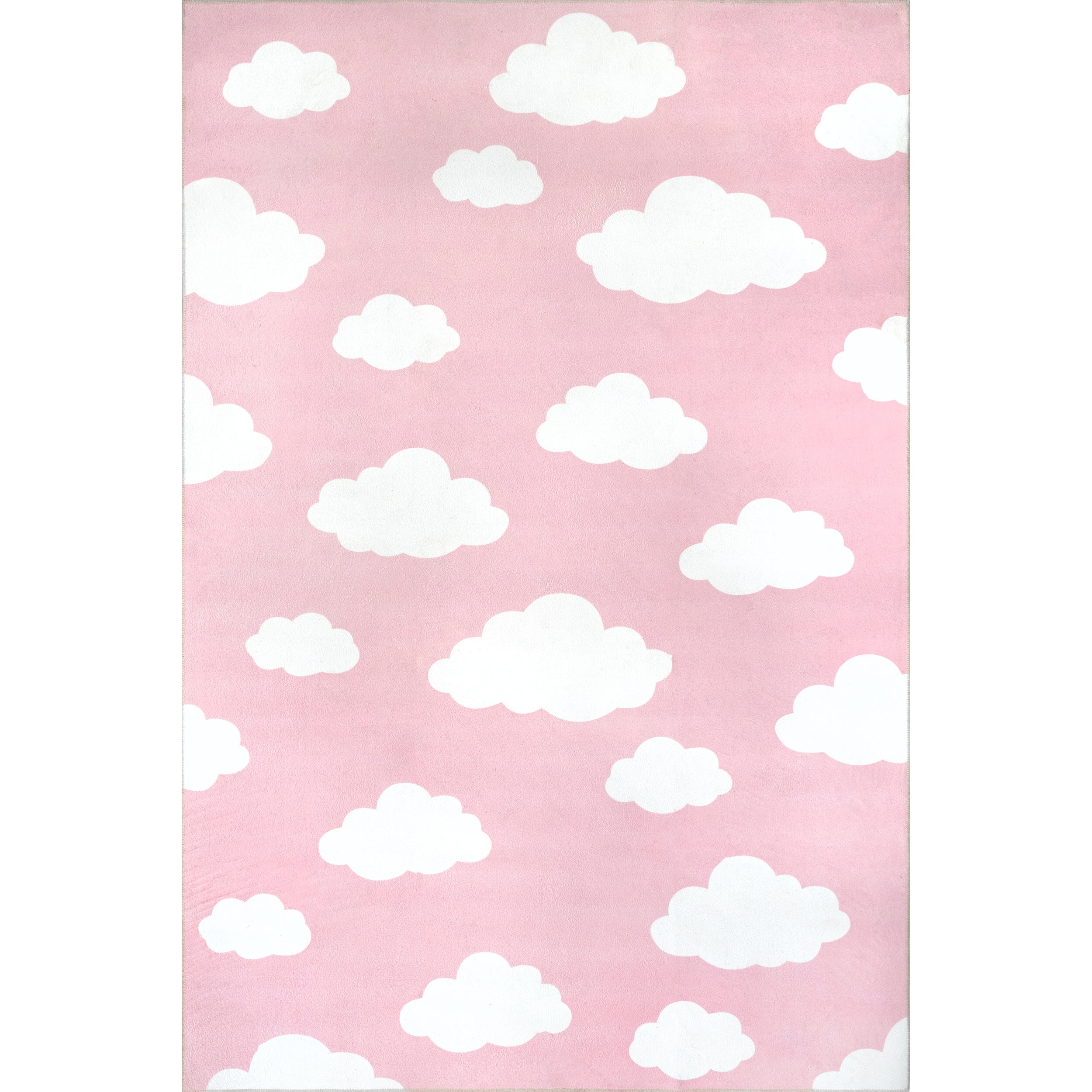 Andreous Tuckahoe Kids Cloud Machine Washable Pink/White Rug