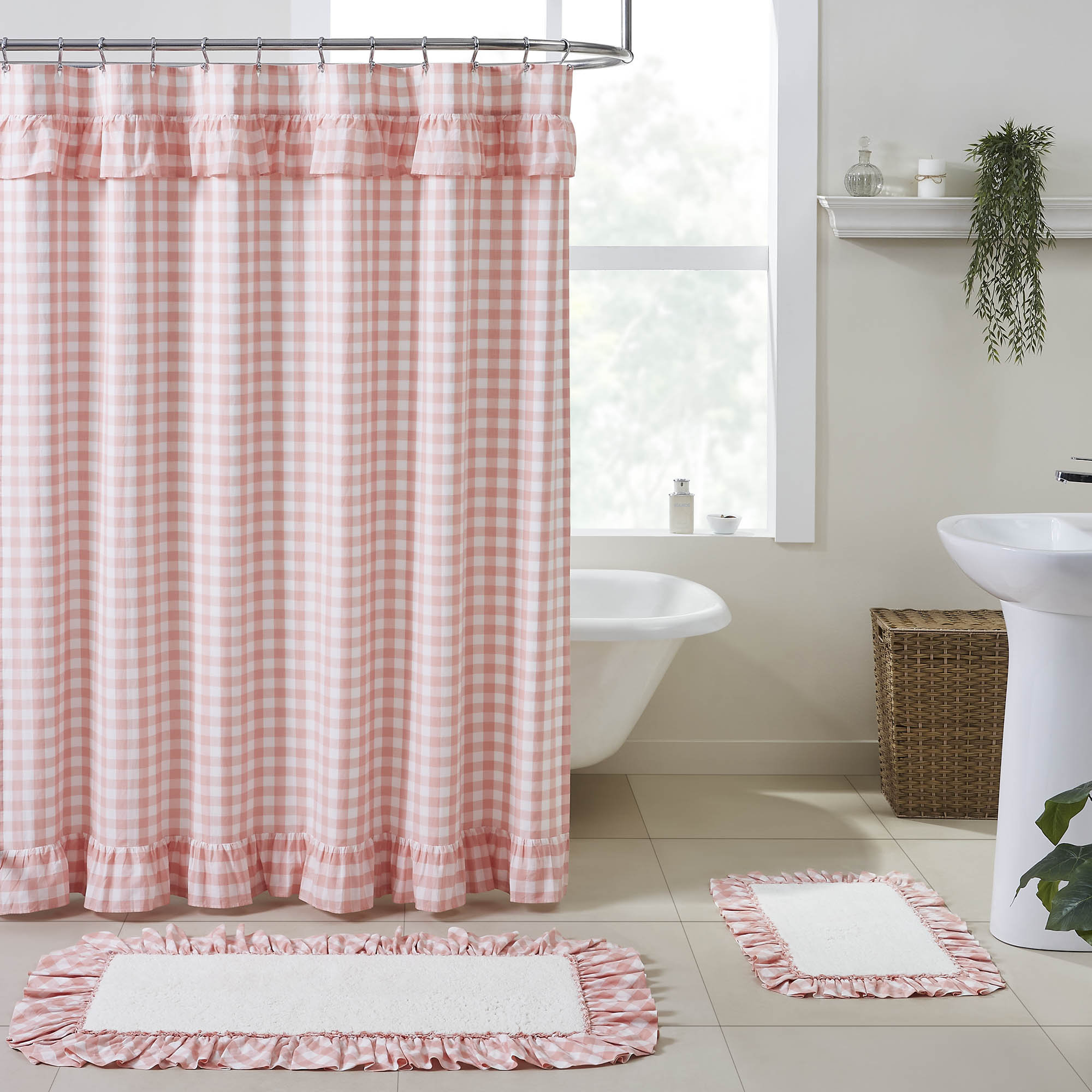Annie 100% Cotton Gingham Single Shower Curtain