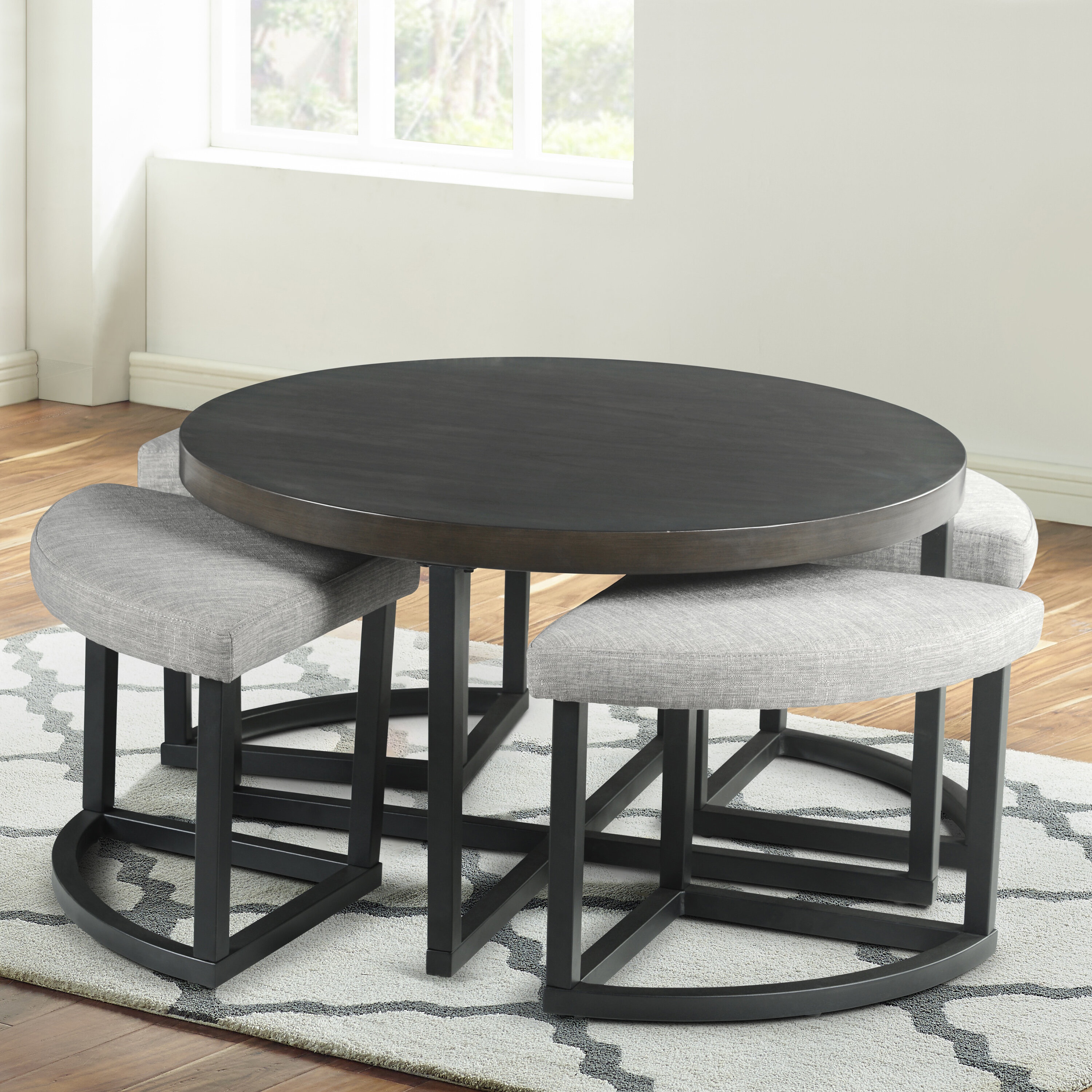 Appio Cross Legs Coffee Table with Stools