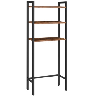 Space Saver Design Metal Storage Organizer Rack/Freestanding Bathroom Shelf w/Magazine Basket, Black, Size: 38.5 in