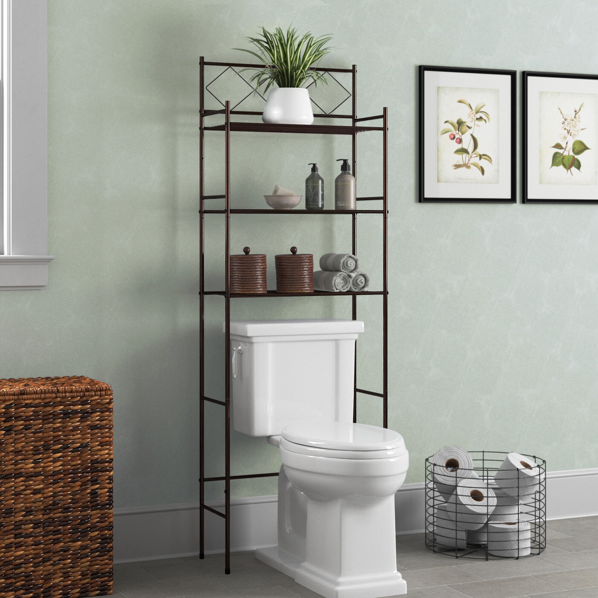 3 Tier Bathroom Storage Shelf Above Toilet, Bathroom Space Saving Rebrilliant Finish: Gray