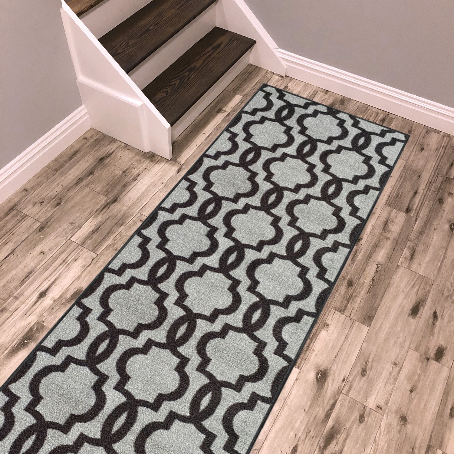 Aletta Non-Slip Black Area Rug Latitude Run Rug Size: Runner 3' x 10