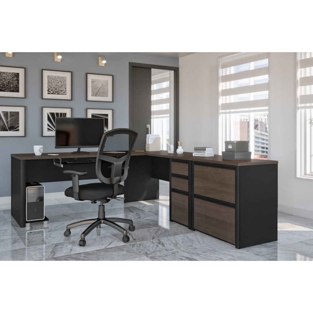Aurea 4 Piece L-Shape Computer Desk Office Set