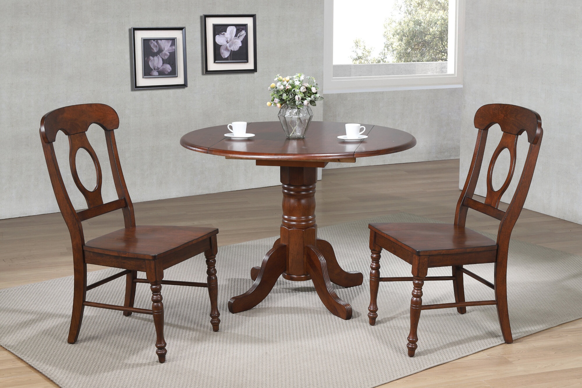 Azizi Drop Leaf Solid Wood Dining Set