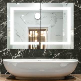 Bailiegh 36'' W 30'' H Framed Medicine Cabinet with Mirror and 2 Adjustable Shelves