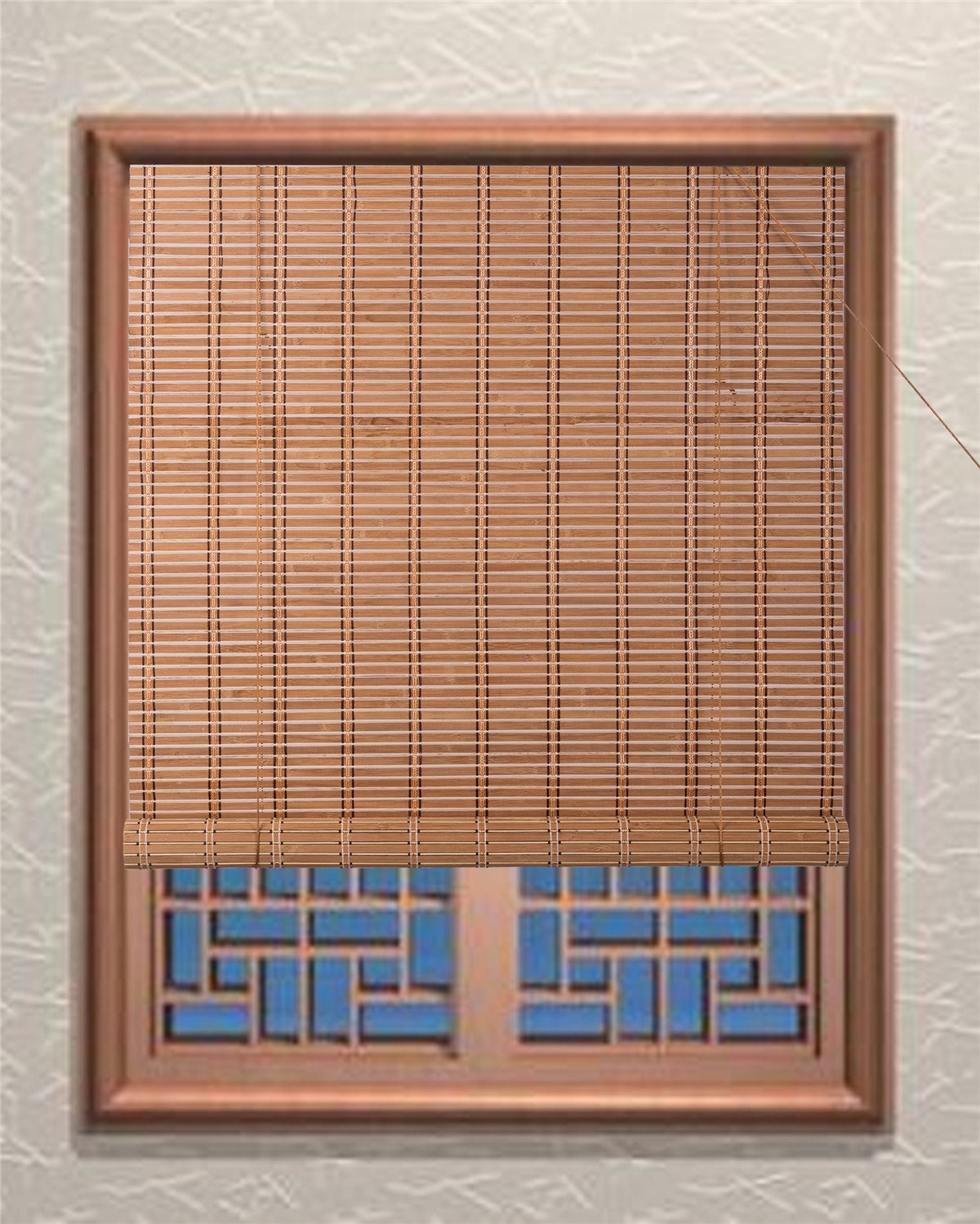 Bamboo Semi-Sheer Natural Outdoor Roll-Up Shade
