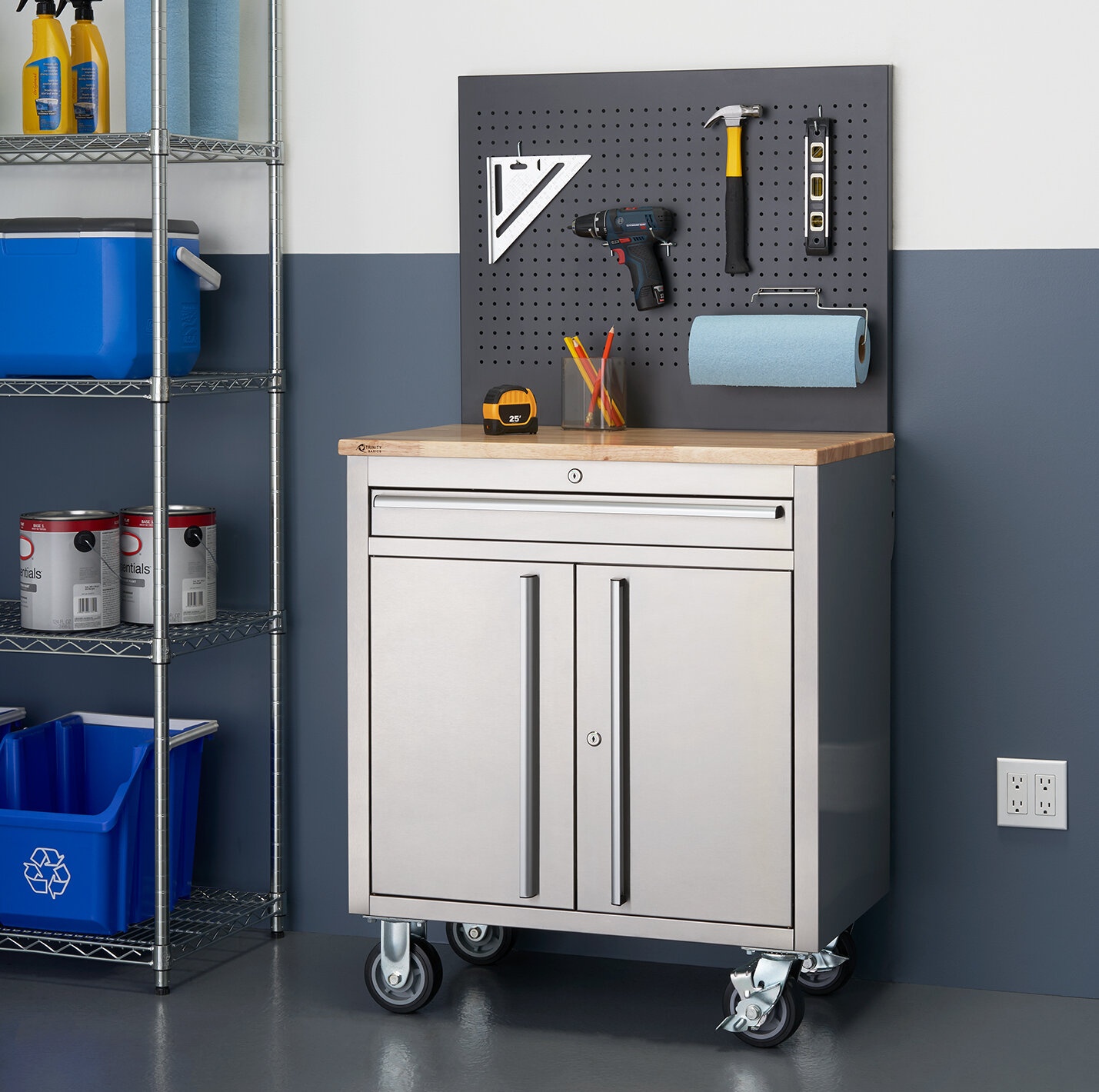 Basics 31" W Butcher Block Top Workbench