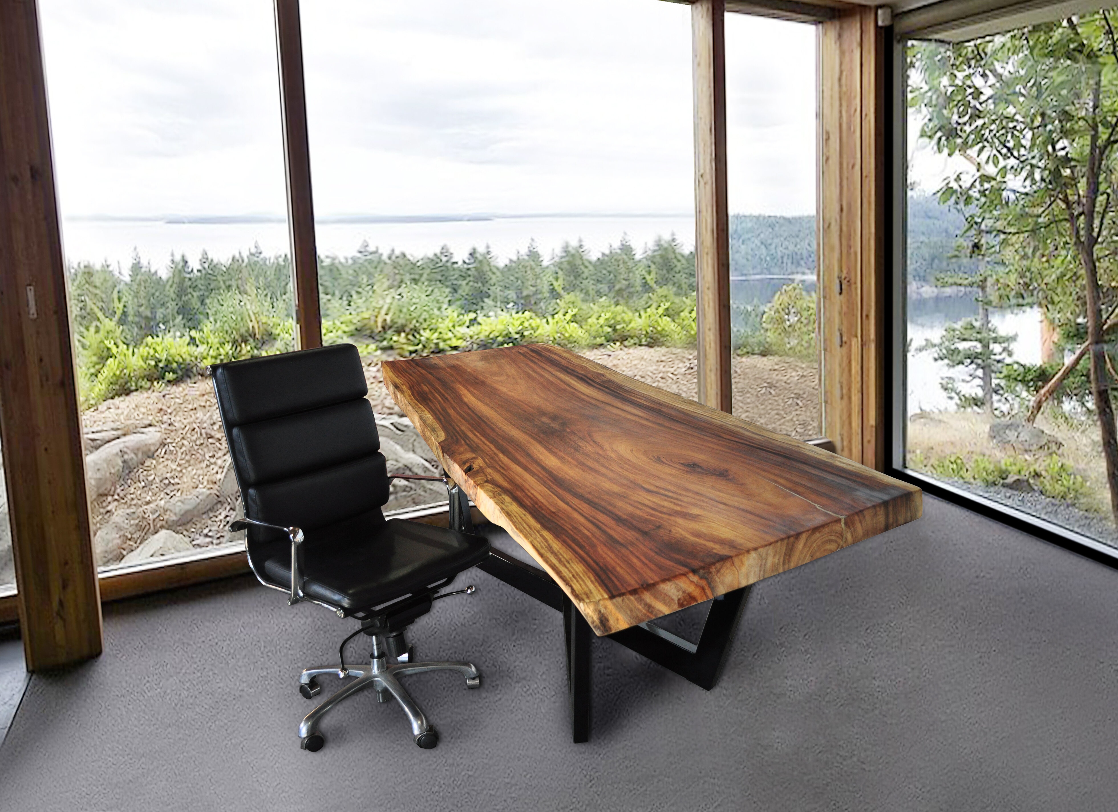 Beaston 2 Piece Solid Wood Rectangular Writing Desk Office Set with Chair