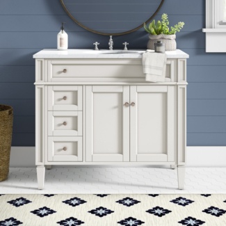 Belayneh 40'' Free-standing Single Bathroom Vanity with Marble Vanity Top