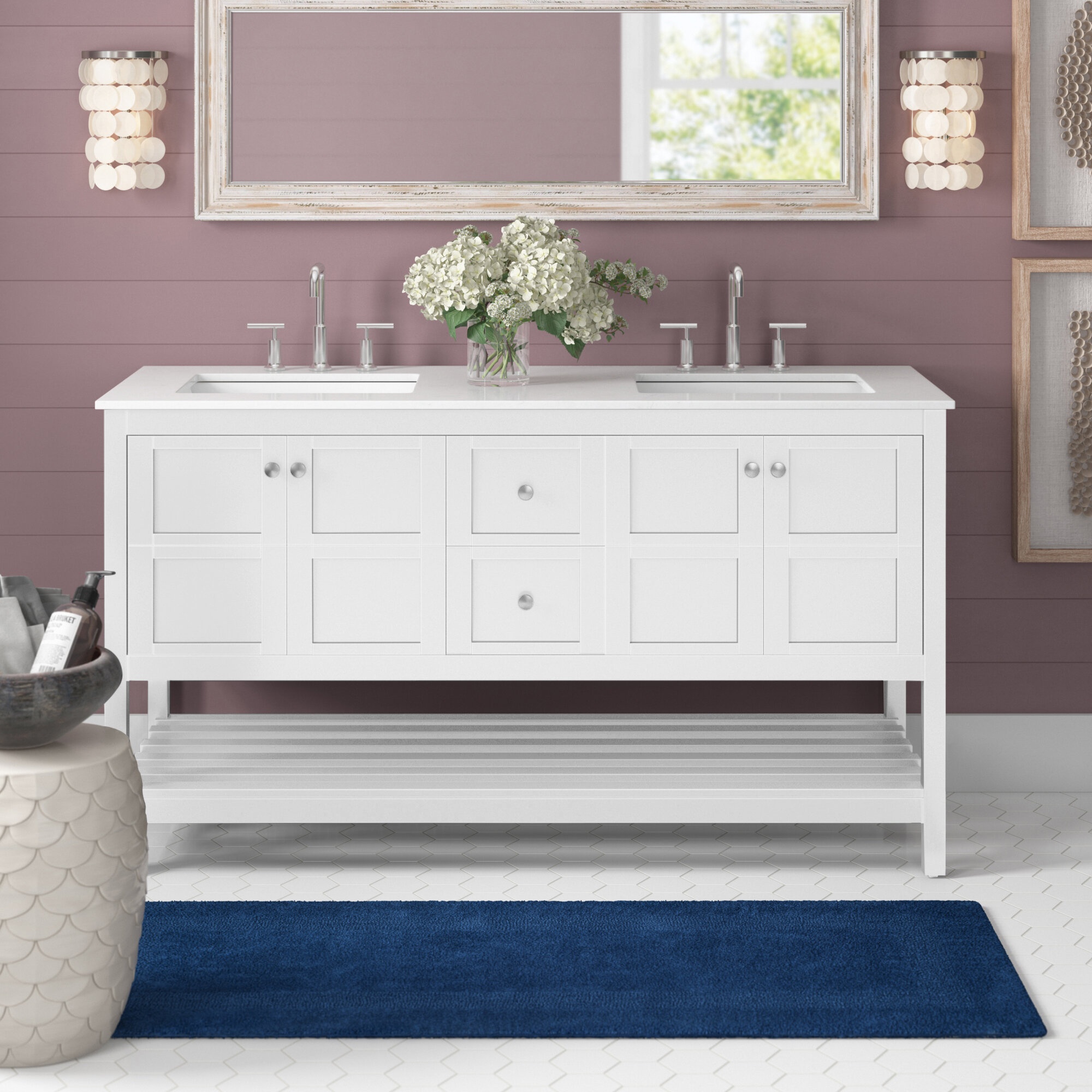 Biscayne 60" Double Bathroom Vanity Set