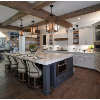 Blue and wood rustic kitchen