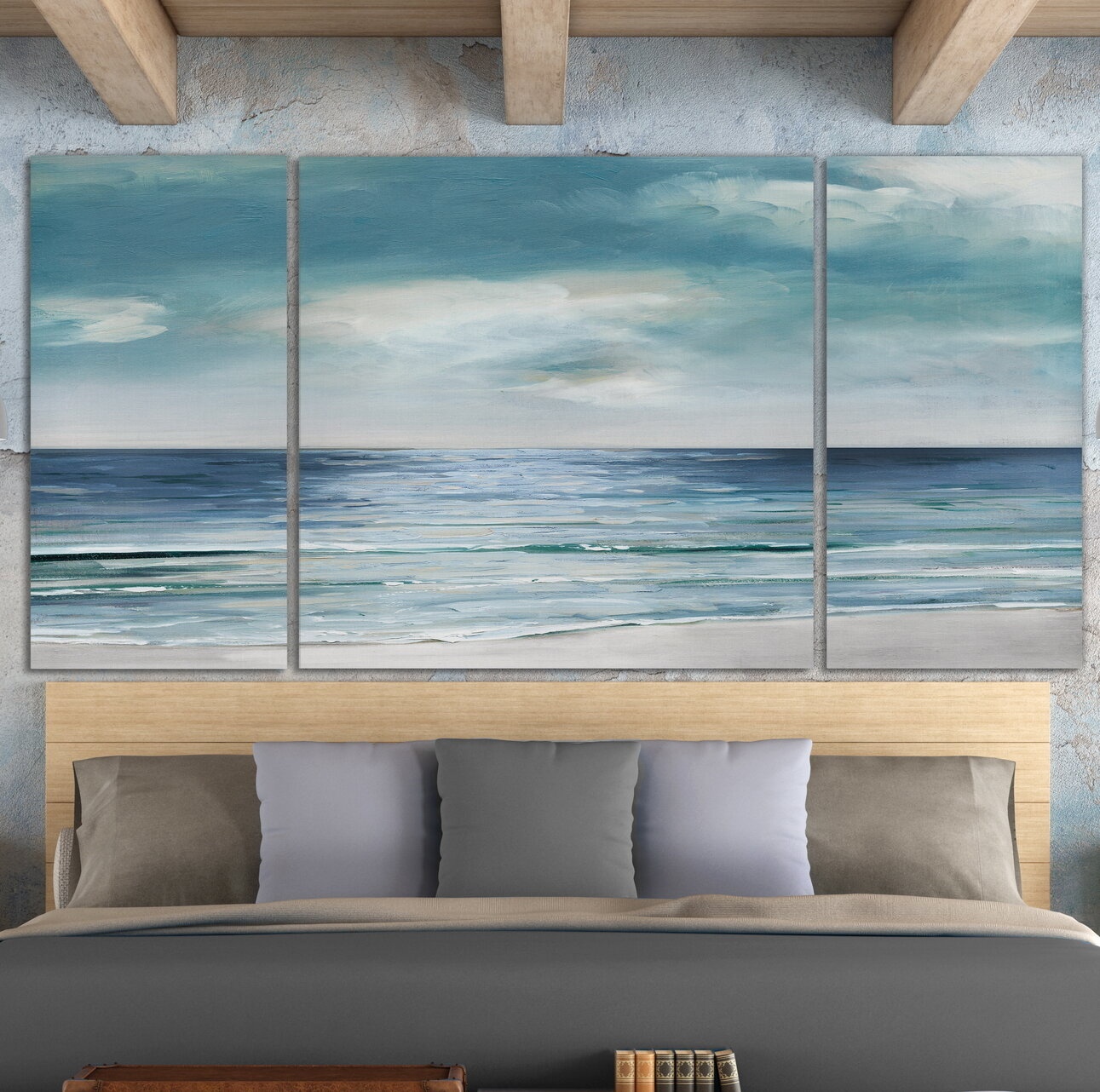 Blue Silver Shore - Painting on Canvas