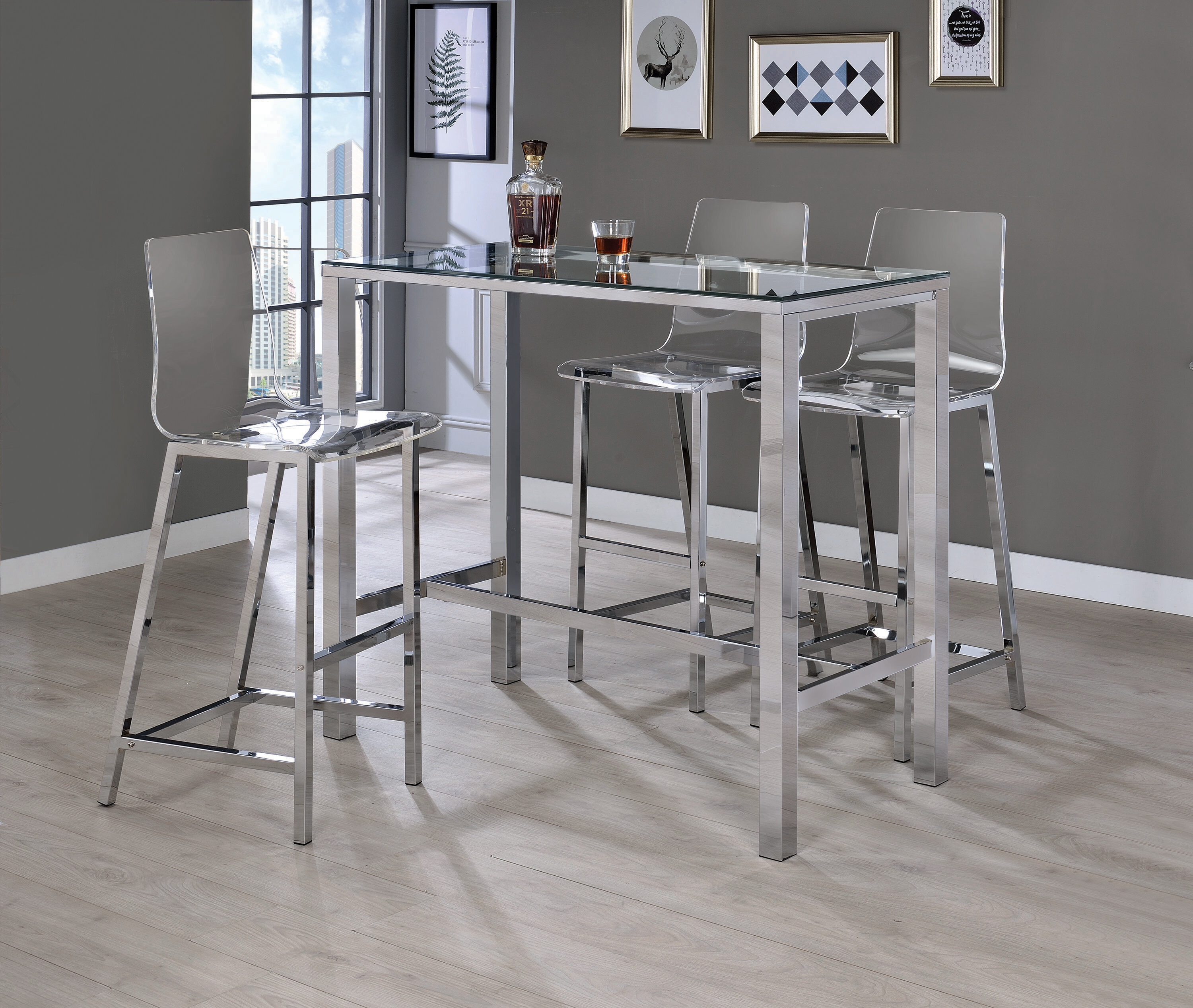 Boscombe Bar Height 46.75'' Trestle Dining Table