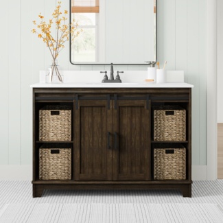 Braylen Sliding Barn Door 48" Single Bathroom Vanity Set