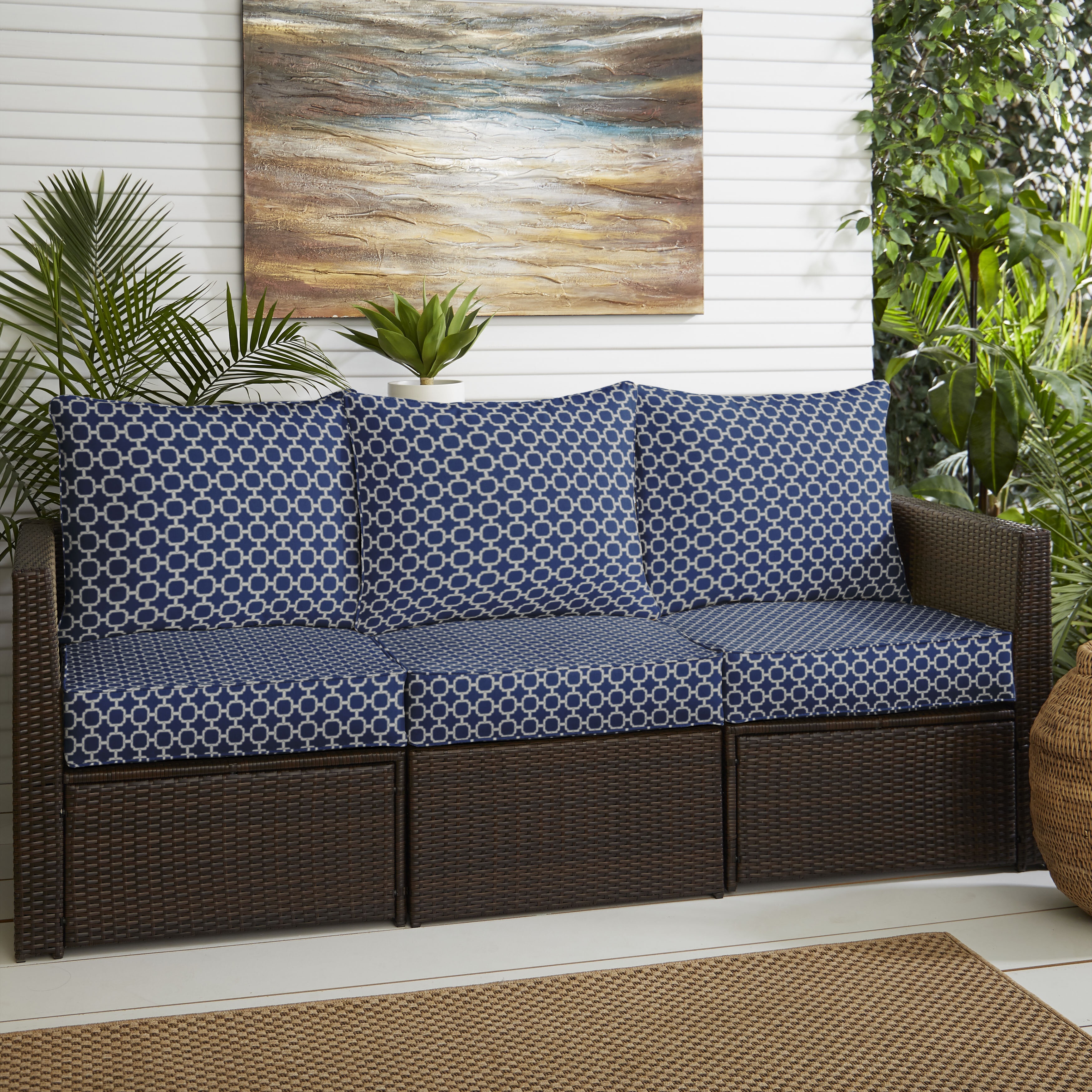 Breakwater Bay Seat/Back Cushion 69'' W x 25'' D