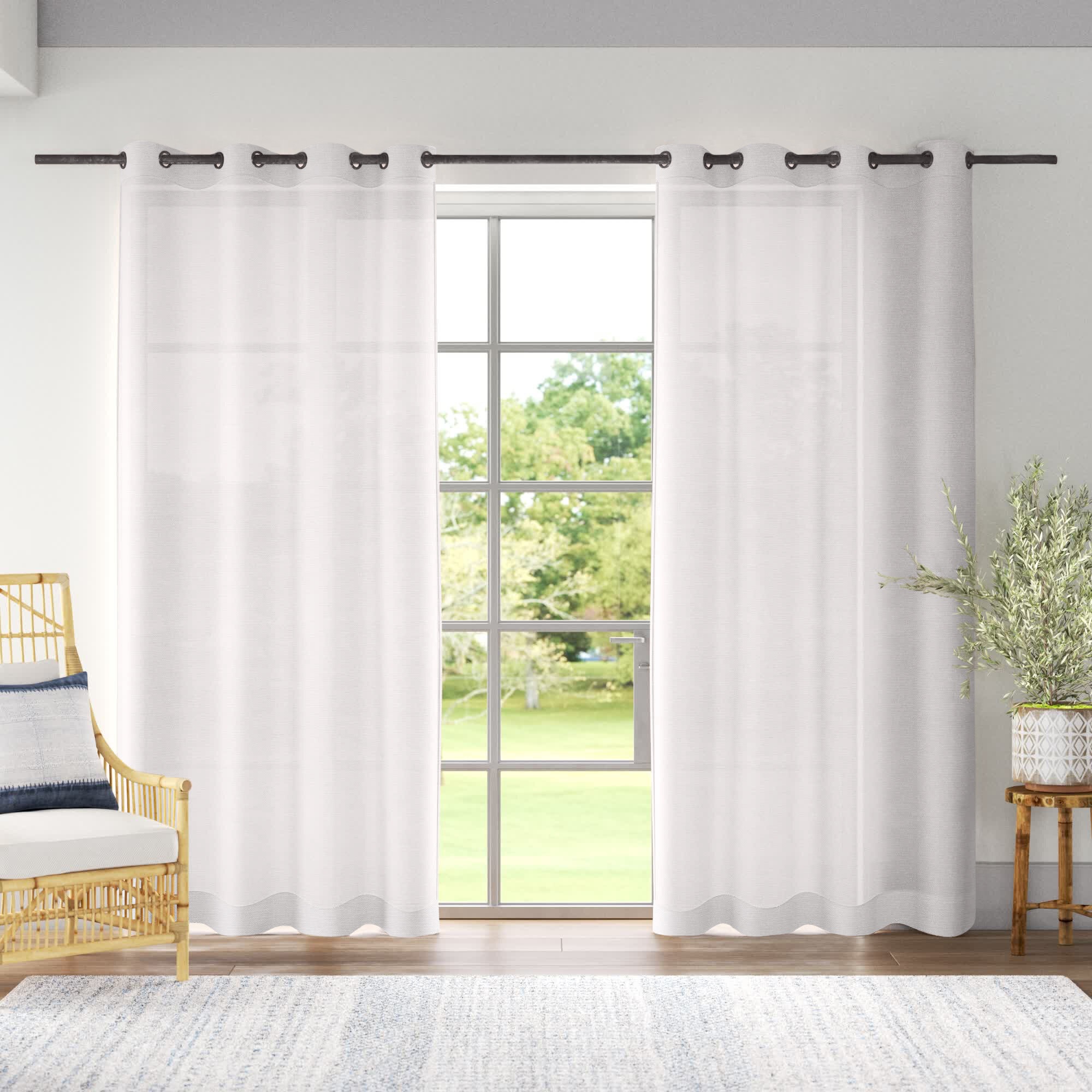 HLC.ME 2 Piece Semi Sheer Voile Window Curtain Drapes Grommet Panels for Bedroom, Living Room & Kids Room - White