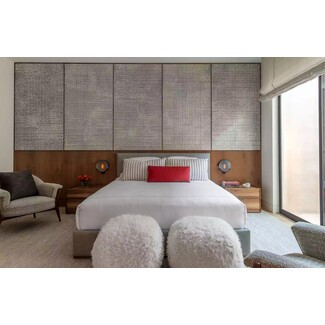 Bright and airy bedroom with floor-to-ceiling windows