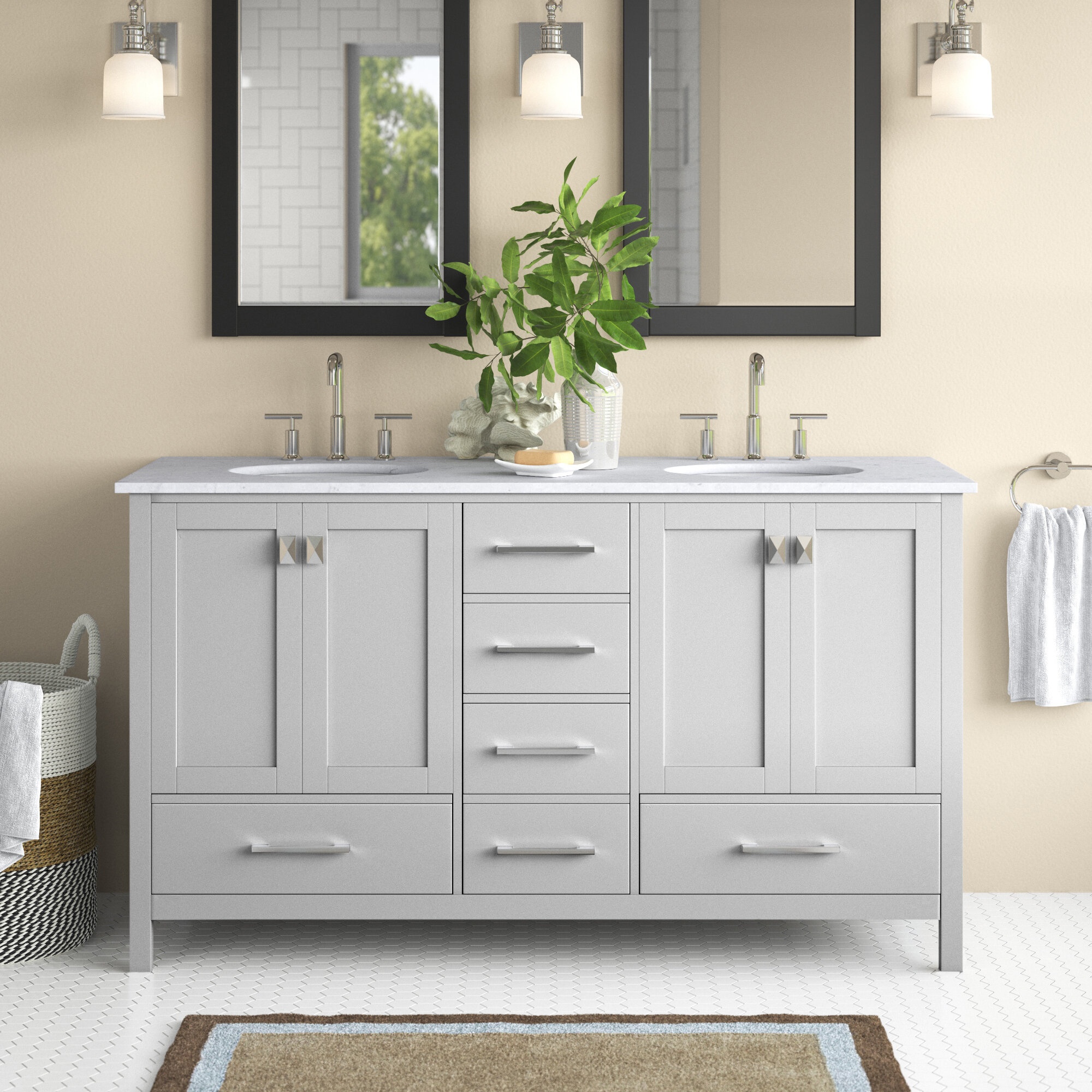 Broadview 60" Double Bathroom Vanity Set