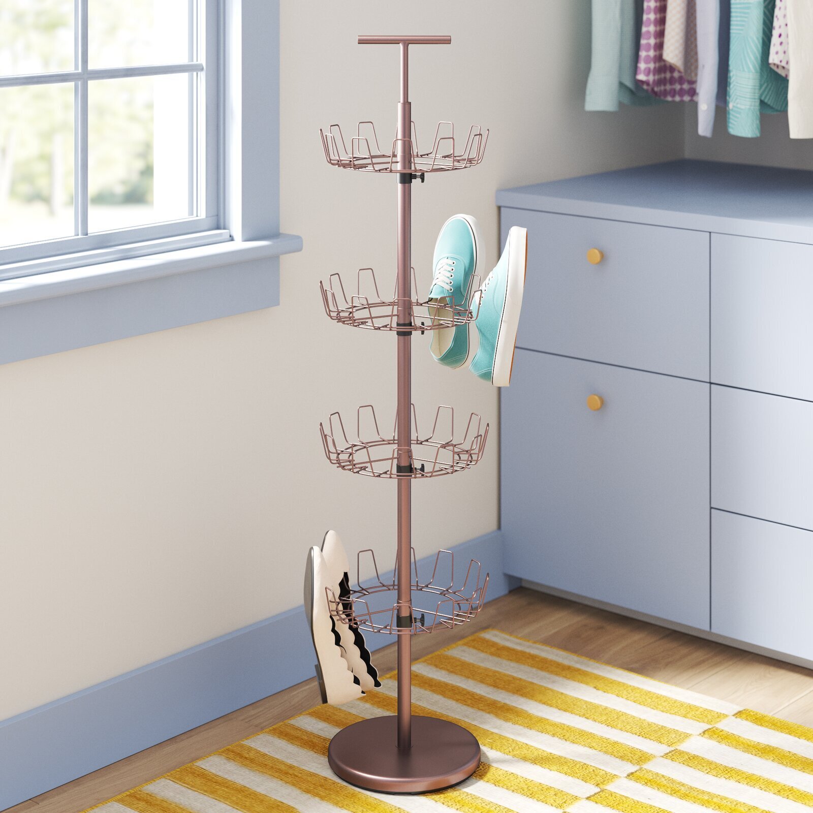 Bronze Finish Rotatable Tall Narrow Shoe Rack
